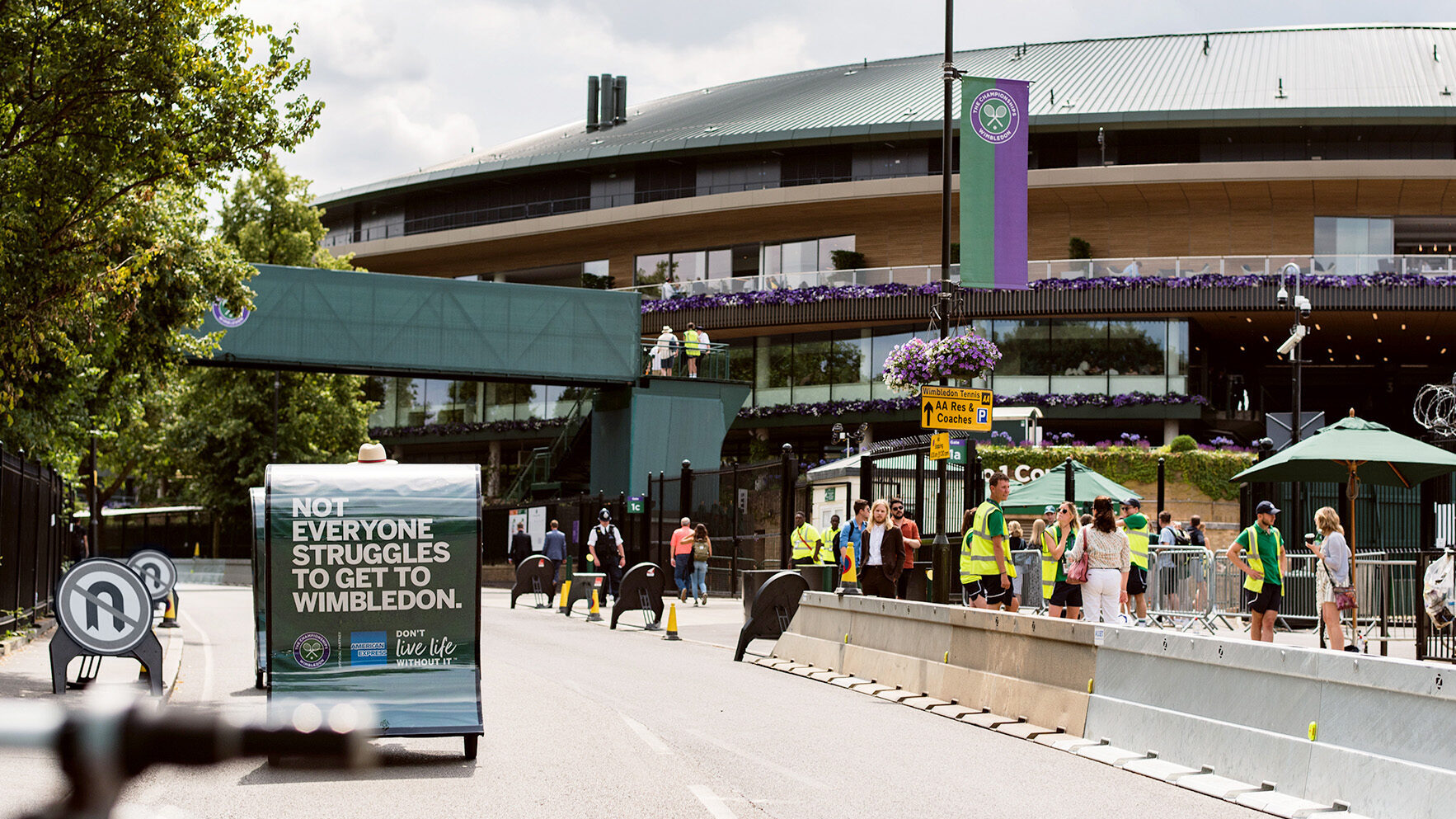 American Express Pedicabs on the road outside of Wimbledon