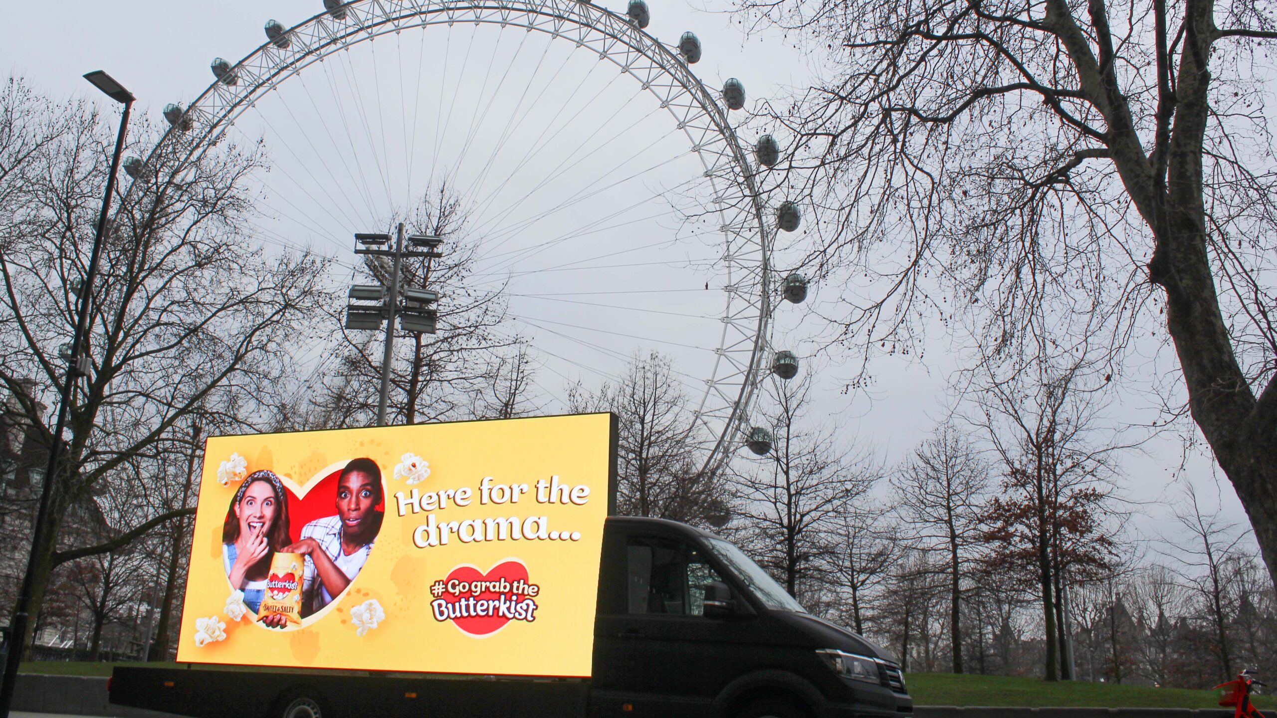 Butterkist Digivan with London Eye in the background
