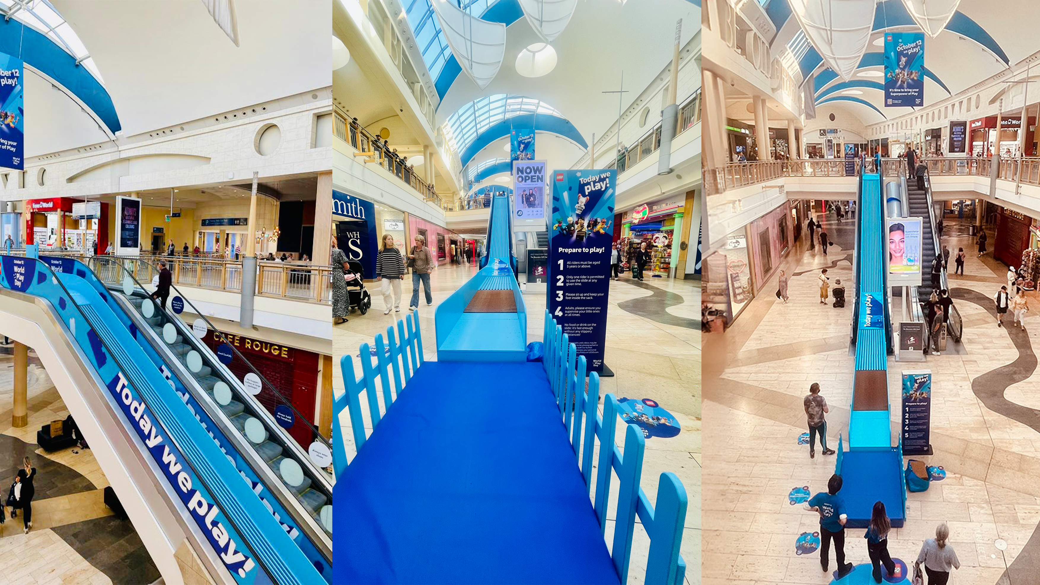 Slide experience in a shopping centre